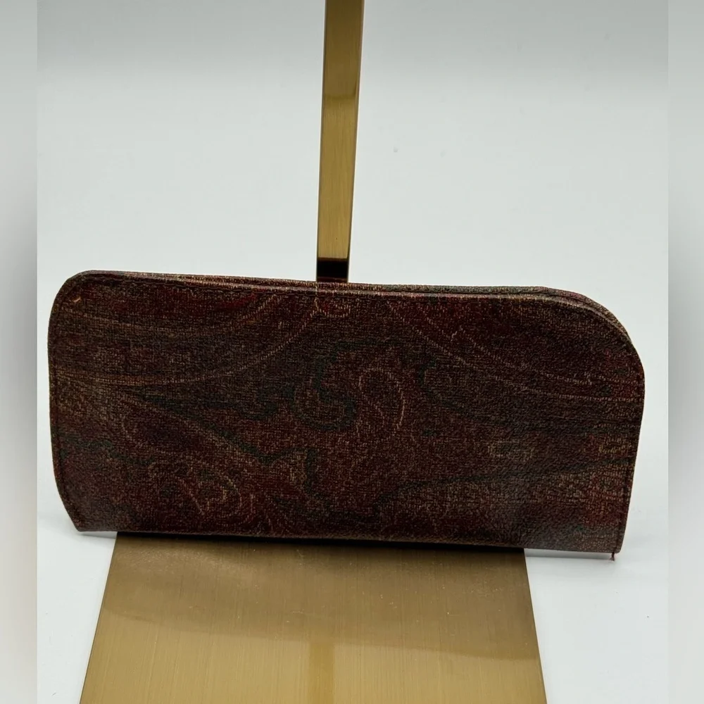 Etro Paisley Zip Wallet in Brown and Burgundy Tones